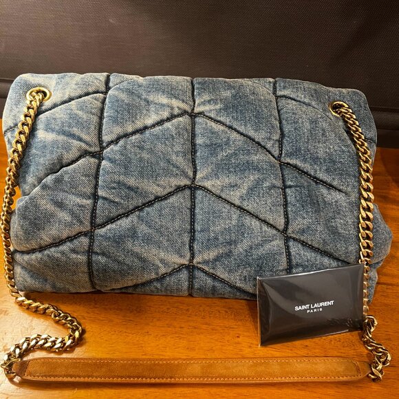 YSL (Yves Saint Laurent) Puffer Medium in Denim and Suede - Picture 4 of 14